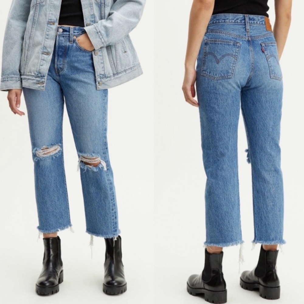 Levi’s Wedgie Straight Distressed High Rise Jeans